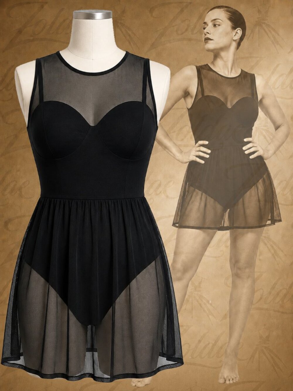 NWT Torrid Black Mesh Swim Dress 2X DD/F Goth Pinup Retro Underwire Alternative